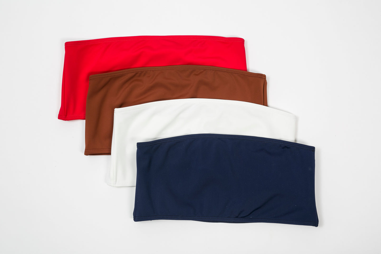 ROMP LE MONDE • Bowery Bandeau Top • Red Caramel White Navy Bikini Bathing Suit Tops